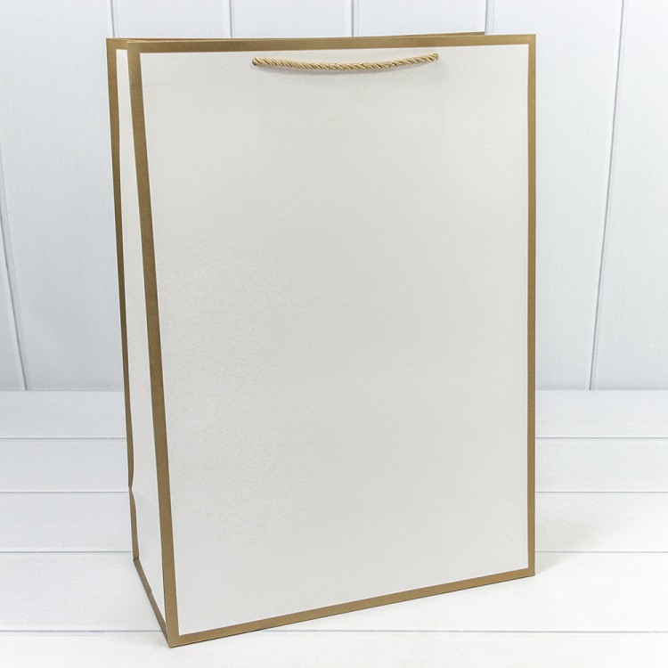 Пакет подарочный "Золотая рамка" Белый 32*45*15 210г 1/12 1/120 Арт: 300850A/1