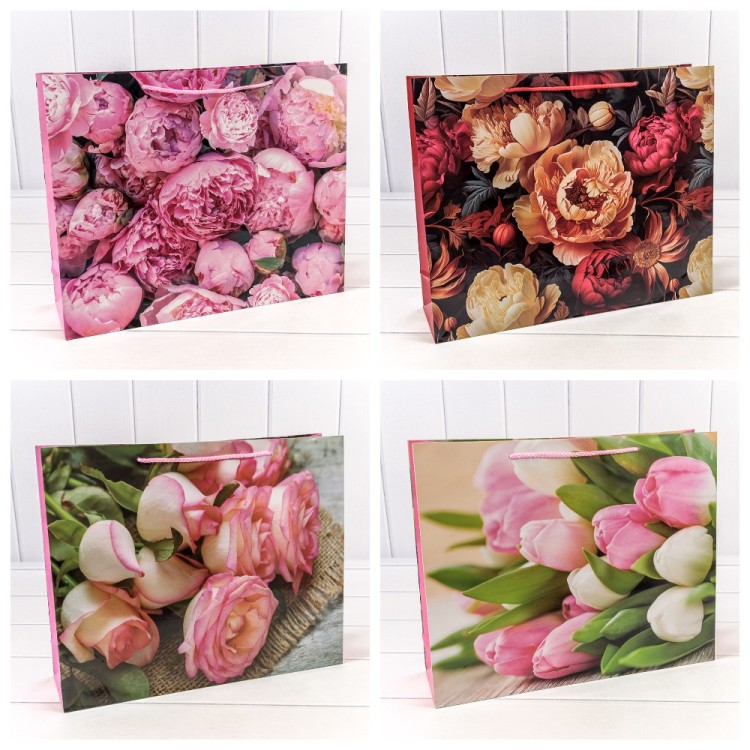 Пакет подарочный "Цветы" (микс) 45*32*11 157г 1/20 1/240 Арт: 00019AA