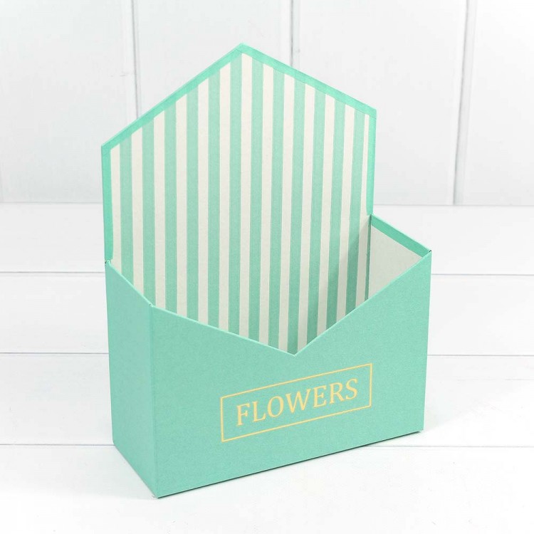 Коробка "Конверт" 18*24*7 "Flowers" Морская волна 1/4 1/36 Арт: KPL0006