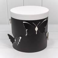 Коробки Цилиндр Набор 1/3 21,5*21,5 &quot;Бабочки&quot; Чёрный 1/18 Арт: 720901/1 - Коробки Цилиндр Набор 1/3 21,5*21,5 "Бабочки" Чёрный 1/18 Арт: 720901/1