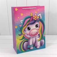 Пакет подарочный &quot;Единорог&quot; (микс) 32*45*15 210г 1/20 1/120 Арт: 000117A - Пакет подарочный "Единорог" (микс) 32*45*15 210г 1/20 1/120 Арт: 000117A
