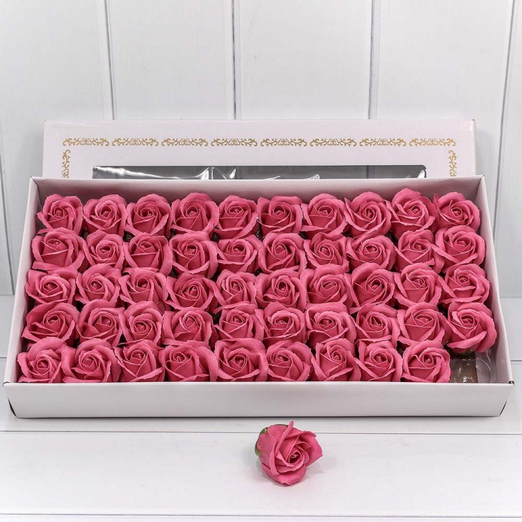 Декоративный цветок-мыло "Роза" класс А Пылкий розовый 5,5*4 50шт. 1/20 Арт: 420055/12