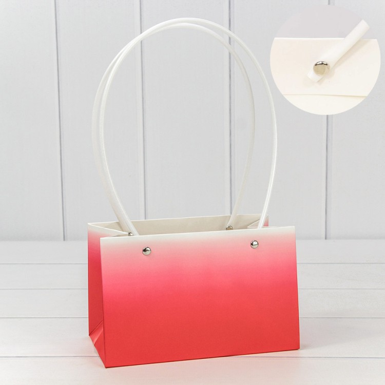 Пакет подарочный "Ваза для цветов" 19*12*10,5 260г "Градиент" Красный 1/10 1/150 Арт: 000184GA/3