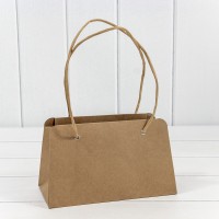 Пакет подарочный "Ваза для цветов" 21,5*11,5*13 260г с бумажными ручками Крафт 1/10 1/200 Арт: 000238EA