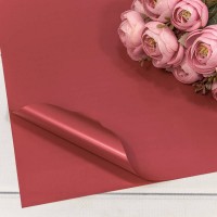 Плёнка в листах 60*60 (20 шт.) матовая "Корейская" 55мкм Тёмно-красный 1/60 Арт: 1698/187