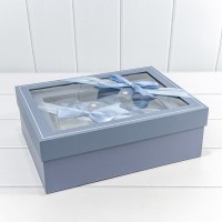 Коробки Прямоугольные Набор 1/3 33,5*25*11,5 с окошком и бантом Синий 1/12 Арт: 720630/3