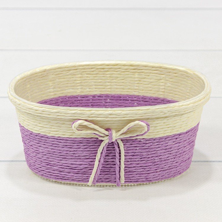 Кашпо плетёное Овальное 18*11*8 (±5%) из бумаги с бантиком Фиолетовый 1/100 Арт: 420143/13