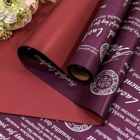 Плёнка 0,58*10м матовая двухсторонняя 60мкм с глянцевой печатью Винный/Красный 1/30 Арт: 1601/2041