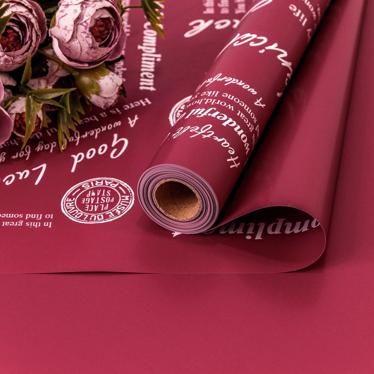 Плёнка 0,58*10м 290г матовая с печатью 65мкм Вишнёвый 1/30 Арт: 1601/2041