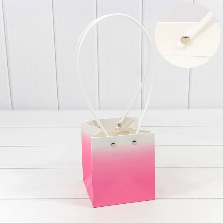 Пакет подарочный "Ваза для цветов" 13*11,5*11,5 260г "Градиент" Тёмно-розовый 1/10 1/150 Арт: 000184F/9