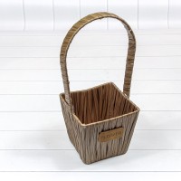 Корзина плетёная Квадратная 11,5*11,5*11/27 (±5%) из пластика с ручкой Кофейный 1/80 Арт: 420135/22