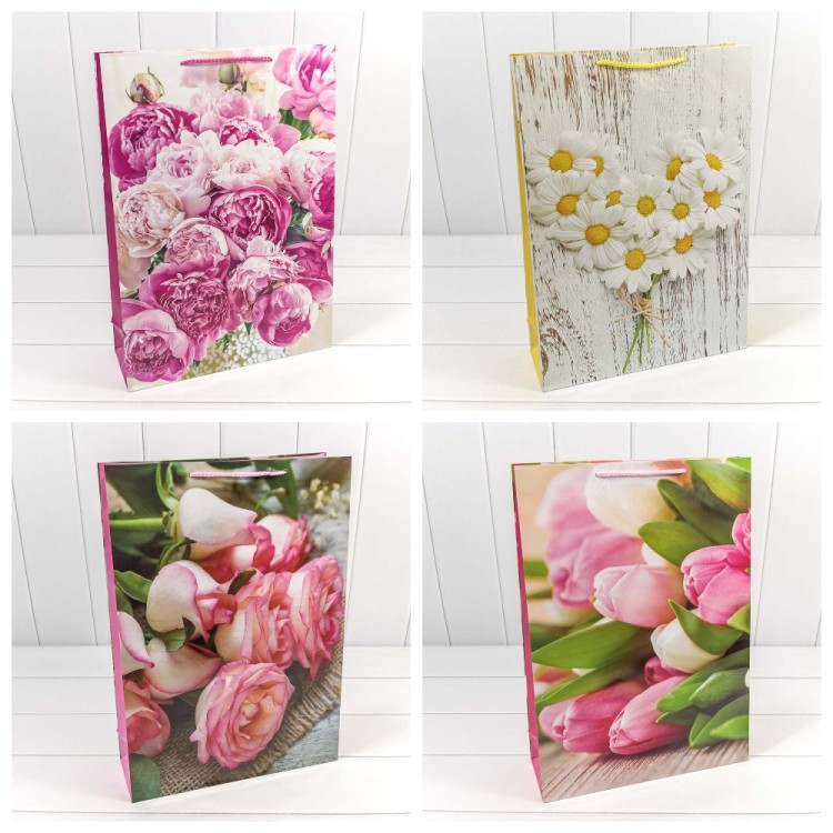 Пакет подарочный "Цветы" (микс) 32*45*11 157г 1/20 1/240 Арт: 00019A