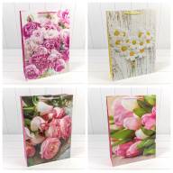 Пакет подарочный &quot;Цветы&quot; (микс) 32*45*11 157г 1/20 1/240 Арт: 00019A - Пакет подарочный "Цветы" (микс) 32*45*11 157г 1/20 1/240 Арт: 00019A