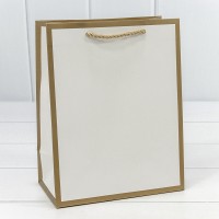 Пакет подарочный "Золотая рамка" Белый 18*23*10 210г 1/12 1/360 Арт: 300850E/1