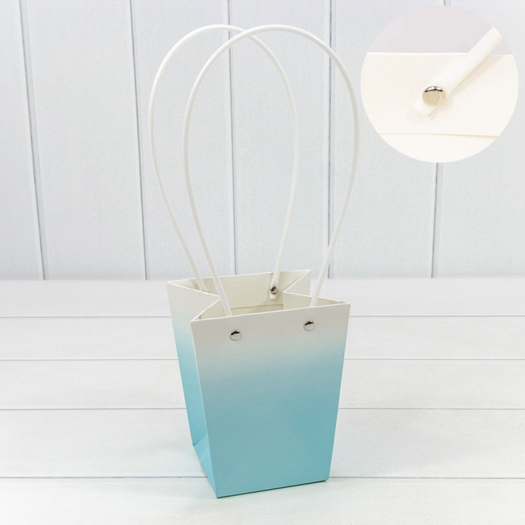 Пакет подарочный "Ваза для цветов" 15,5*13*9,5 260г "Градиент" Голубой 1/10 1/150 Арт: 000184G/8