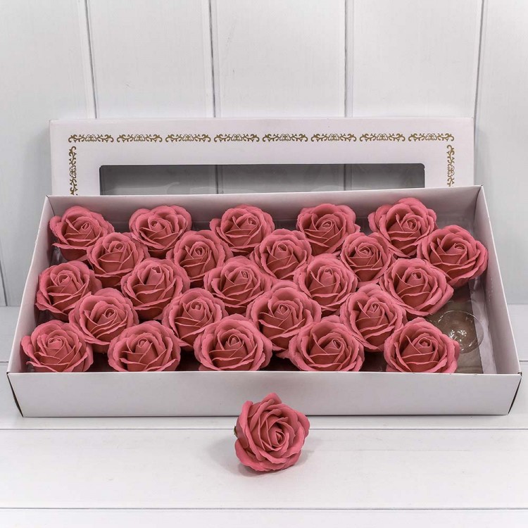 Декоративный цветок-мыло "Большая роза" Серовато-красный 6,5*7 25шт. 1/20 Арт: 420053/12