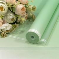Плёнка 59см 800г матовая с двойной белой полосой 55мкм Бледно-зелёный 1/6 1/12 Арт: 80024/2253