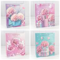 Пакет подарочный с 3D аппликацией "Гвоздики" (микс 260) 26*32*10 210г 1/20 1/240 Арт: 000260C - Пакет подарочный с 3D аппликацией "Гвоздики" (микс 260) 26*32*10 210г 1/20 1/240 Арт: 000260C